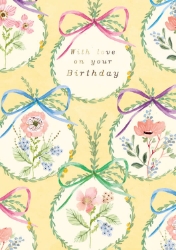 Poppies & Bow Birthday Greeting Card