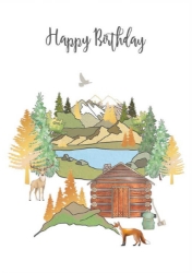 Log Cabin Birthday Greeting Card