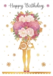 Hold Bouquet Birthday Greeting Card