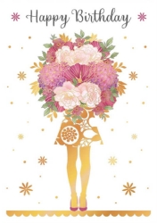 Hold Bouquet Birthday Greeting Card