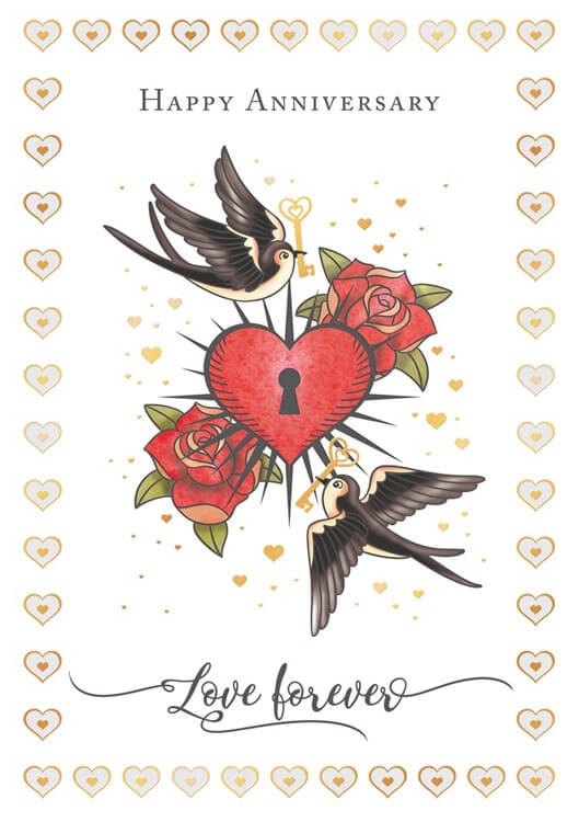 Heart Lock Anniversary Greeting Card