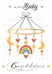 Rainbow Mobile New Baby Greeting Card