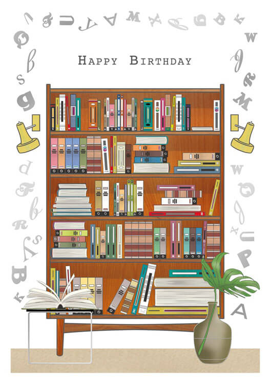 Bookshelf Birthday Greeting Card