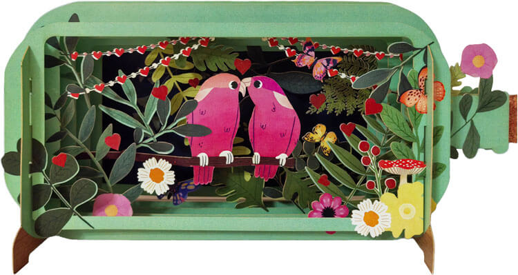 3D Love Birds Popup Greeting Card