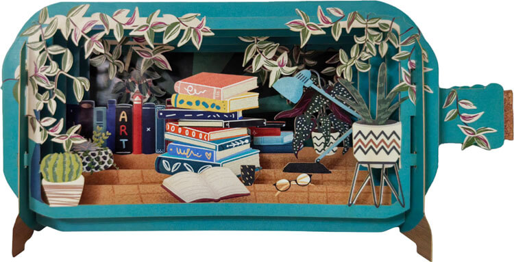 3D Books & Plants Popup Greeting Card