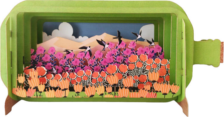 3D Swallows & Field Popup Greeting Card