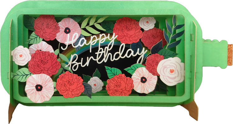 3D Birthday Poppies Popup Greeting Card