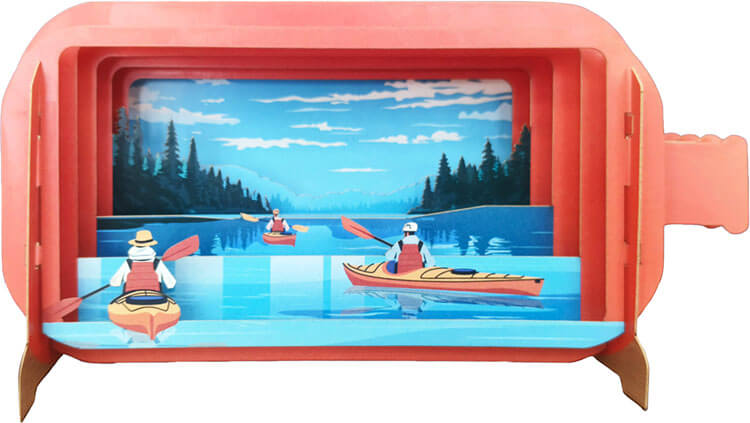 3D Lake & Canoes Popup Greeting Card