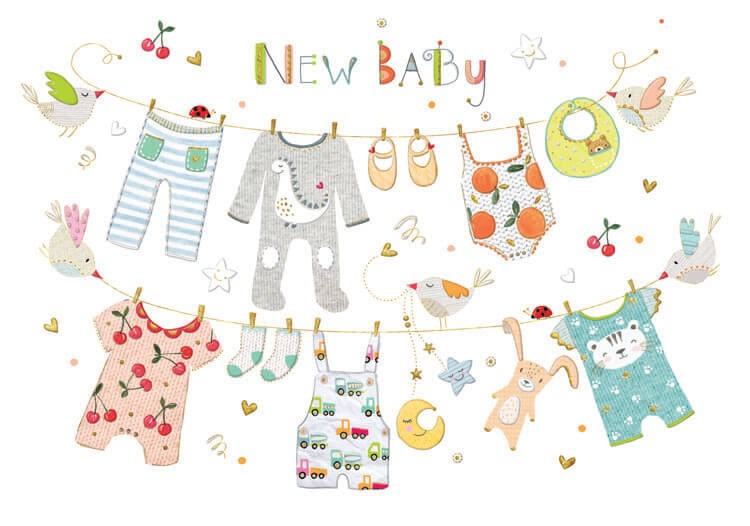 Clothes Line New Baby Greeting Card