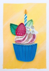 Blue Cupcake Birthday Mini Cards