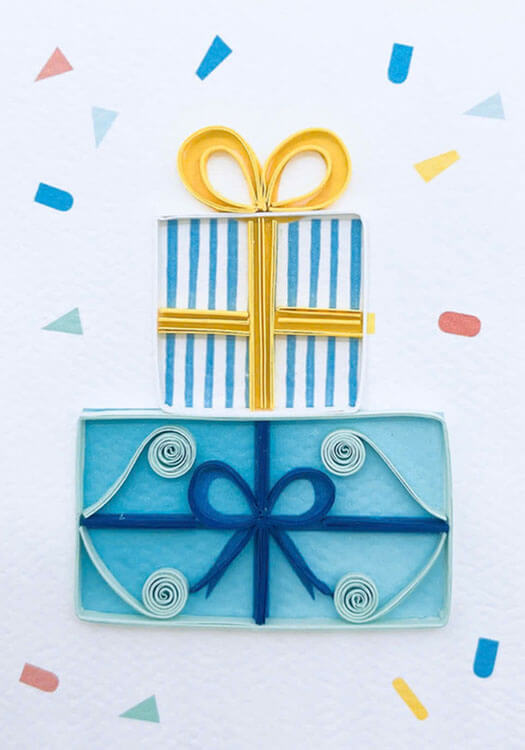 Blue Gift Birthday Mini Cards