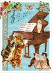 Piano Cats Blank Postcard