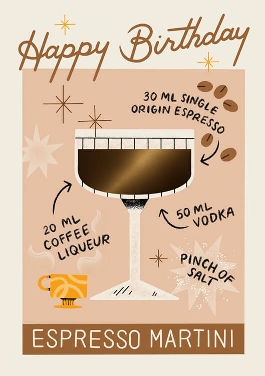 Espresso Martini Birthday Greeting Card