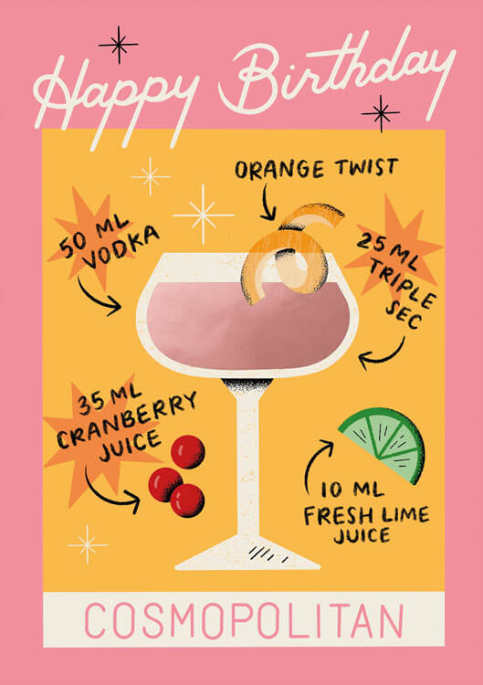 Cosmopolitan Birthday Greeting Card