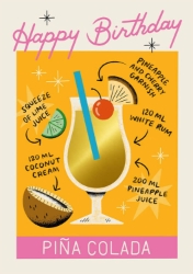 Pina Colada Birthday Greeting Card