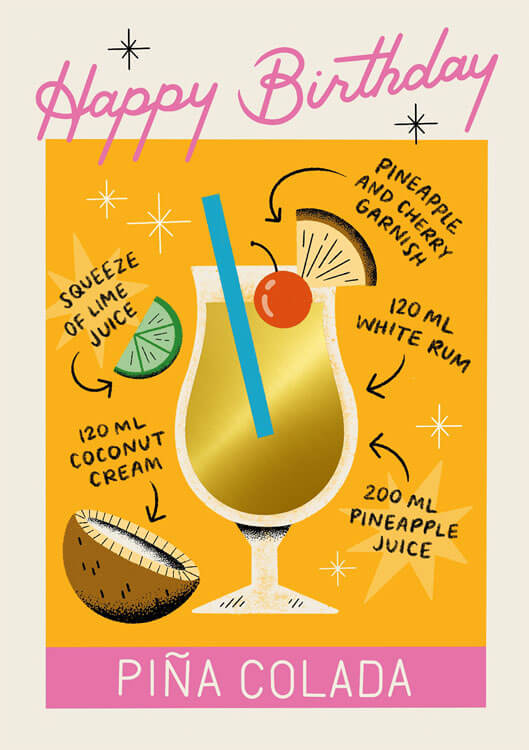 Pina Colada Birthday Greeting Card