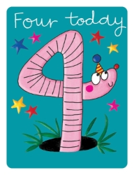 Four Worm Age Birthday Greeting Card