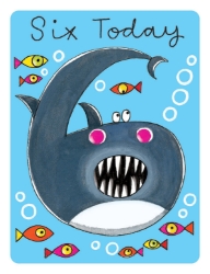 Six Shark Age Birthday Greeting Card