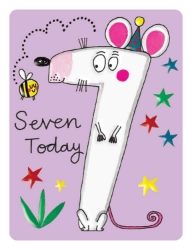 Seven Mouse Age Birthday Greeting Card