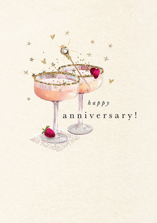Glasses Cheers Anniversary Greeting Card
