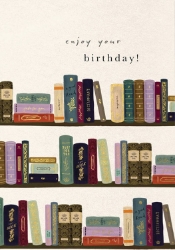 Bookshelf Bday Birthday Greeting Card