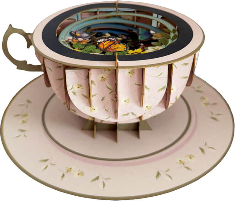 3D Teacup Butterfly Popup Greeting Card