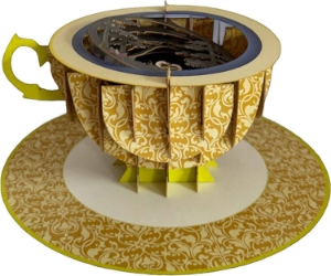 3D Teacup Swans Popup Greeting Card