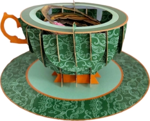 3D Teacup Reading Popup Greeting Card