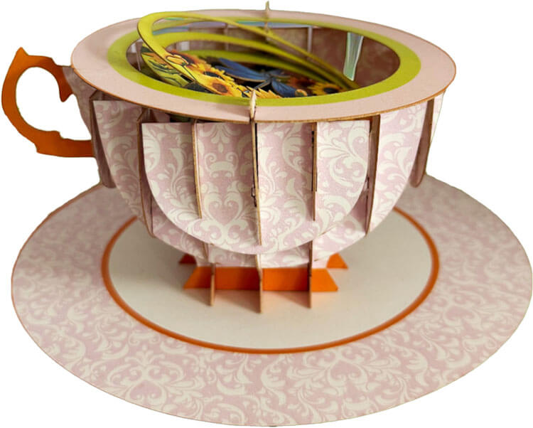 3D Teacup Dragonfly Popup Greeting Card