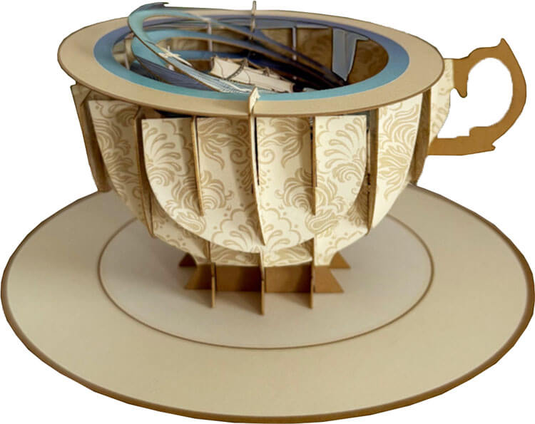 3D Teacup Ship Popup Greeting Card