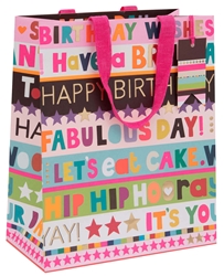 Pink Happy Birthday Large Bag