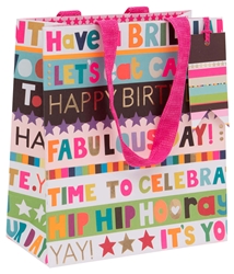 Pink Happy Birthday Medium Bag