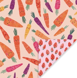 Carrots Strawberries Sheet Gift Wrap Any Occasion