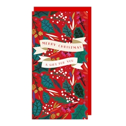 Ivy on Red Money Wallet Christmas Card Christmas