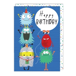 Monsters Birthday Card 