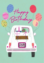 Balloon Car Birthday Card