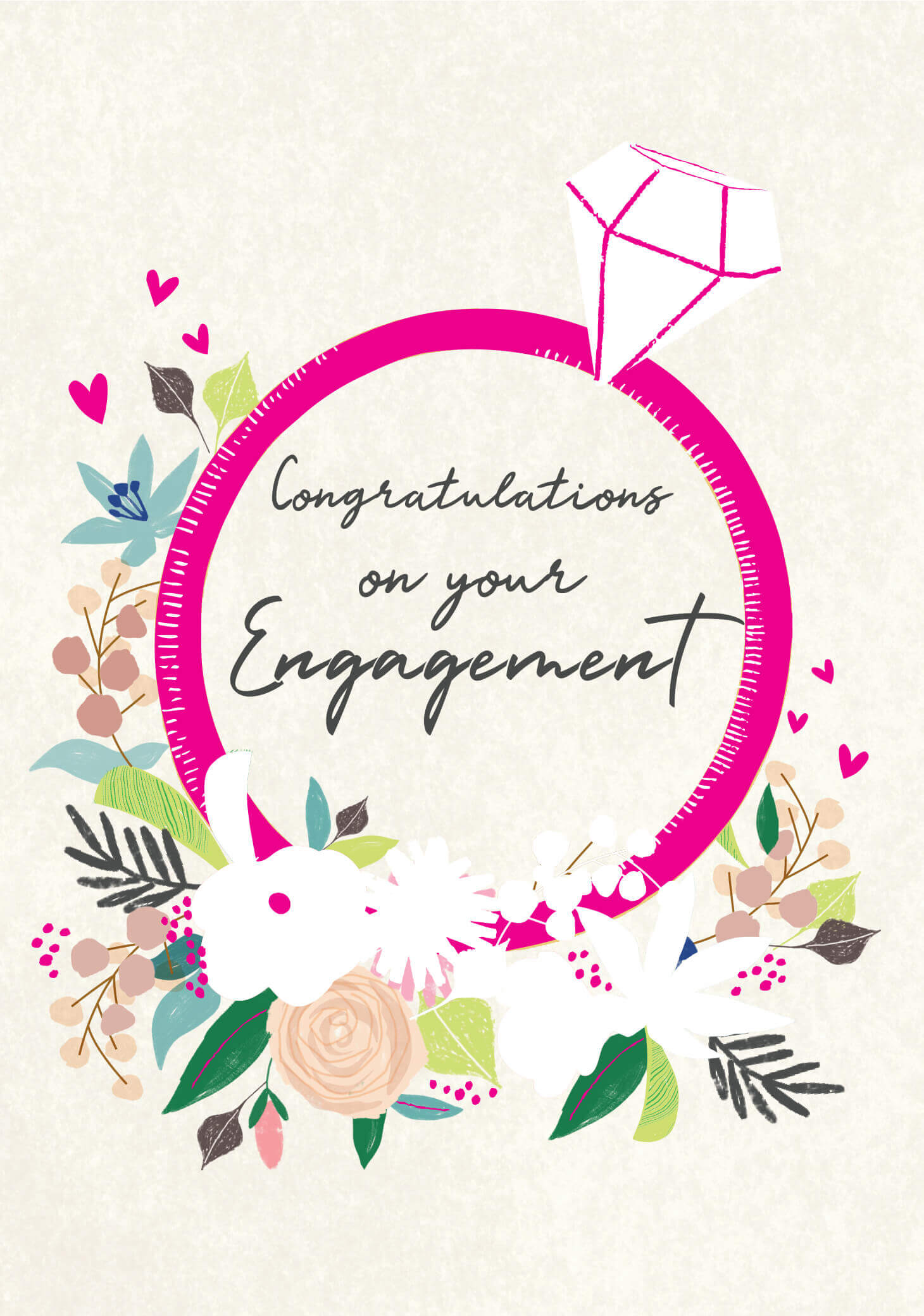 Floral Ring Engagement Card