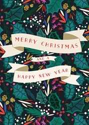 Holly Pine Mistletoe  Christmas Card Christmas