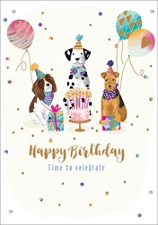 Dogs Balloons Birthday Card 