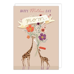 Giraffes Flowers Mothers Day Card 