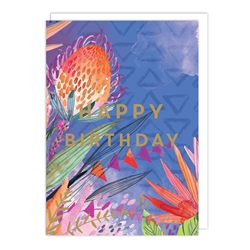 Blue Flowers Birthday Card 