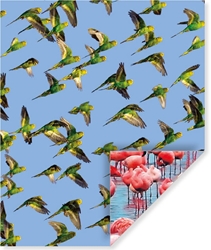 Parakeets and Flamingos Double-Sided Sheet Gift Wrap 