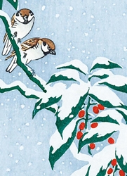 Sparrows on Snowy Bush Christmas Boxed Cards Christmas