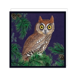 Pine Tree Owl Blank Card 