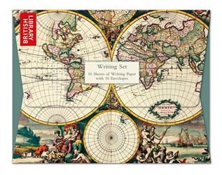 Four Hemispheres World Map - Writing Set notecards and stationery