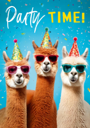 Llama Party Birthday Card