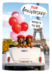 Dachshund Paris Anniversary Card