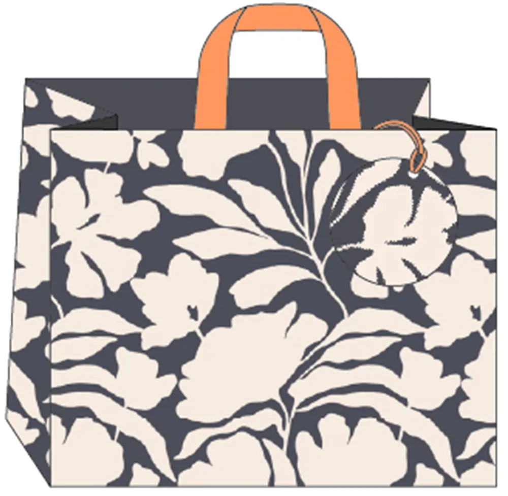 Black & White Floral Medium Landscape Gift Bag