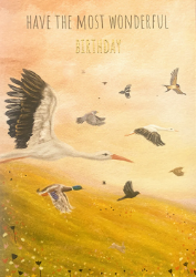 Flying Cranes Birthday Card