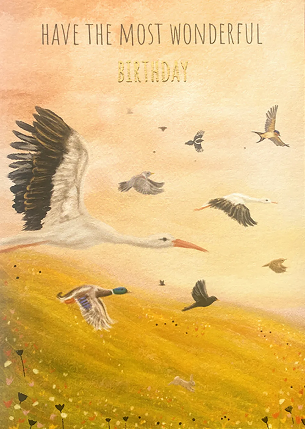 Flying Cranes Birthday Card